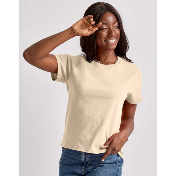 Hanes Essentials Women’s Cotton T-Shirt, Classic Fit Natural XS