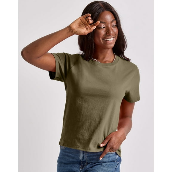 Hanes Essentials Women’s Cotton T-Shirt, Classic Fit Oregano XS