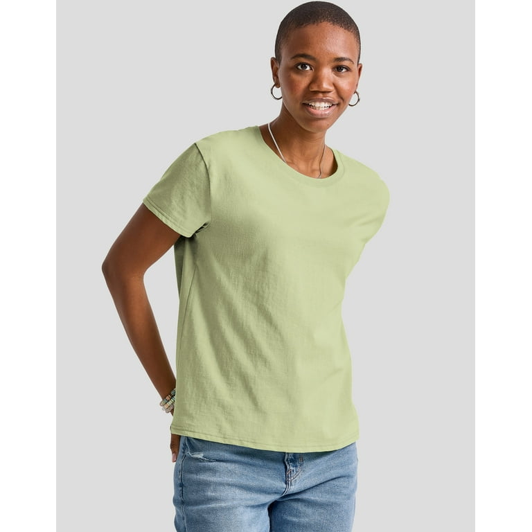 Hanes Essentials Women’s Cotton T-Shirt, Oversized Fit Mint To Be Green M