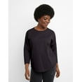 thumbnail image 1 of Hanes Essentials Women's Cotton T-Shirt, Three-Quarter Sleeve Black XL, 1 of 4