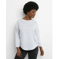thumbnail image 1 of Hanes Essentials Women's Cotton T-Shirt, Three-Quarter Sleeve Light Steel Heather/White M, 1 of 6
