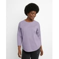 thumbnail image 1 of Hanes Essentials Women's Cotton T-Shirt, Three-Quarter Sleeve Muted Iris M, 1 of 5