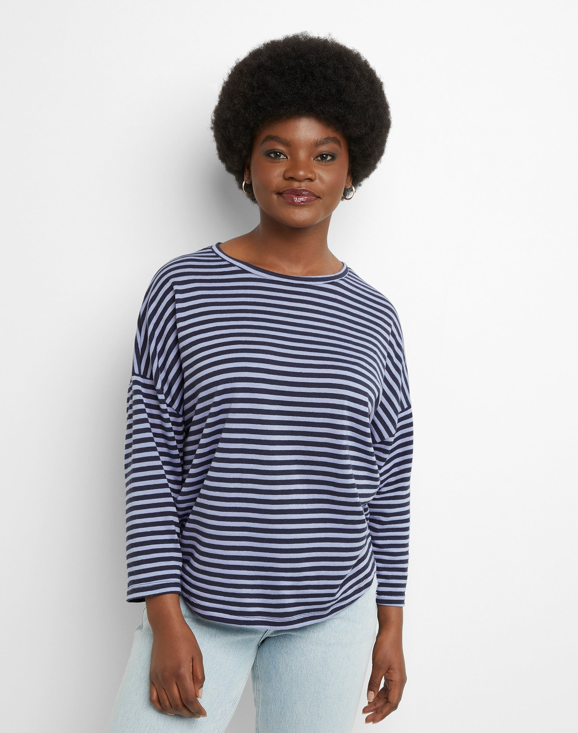 Essentials Three-Quarter Sleeve Tee, Cotton T-Shirt for Women, Classic Fit