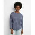 thumbnail image 1 of Hanes Essentials Women's Cotton T-Shirt, Three-Quarter Sleeve Peri Blue/Navy L, 1 of 5
