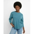 thumbnail image 1 of Hanes Essentials Women's Cotton T-Shirt, Three-Quarter Sleeve Spanish Moss/Metallic Teal M, 1 of 7