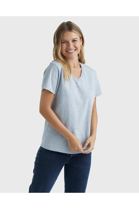 Essentials Women's Cotton V-Neck T-Shirt Light Steel S