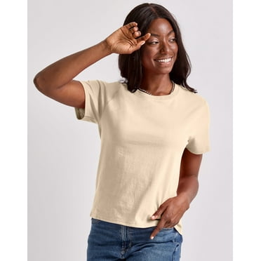 Hanes Women's Short-Sleeve Peasant Tee with Lace - Walmart.com