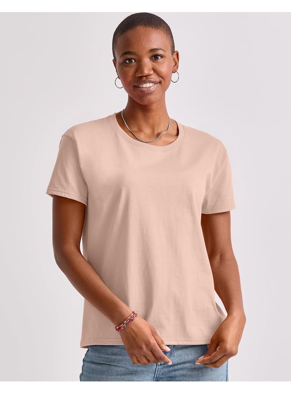 Essentials Women’s Cotton T-Shirt, Oversized Fit Pale Blush Pink S