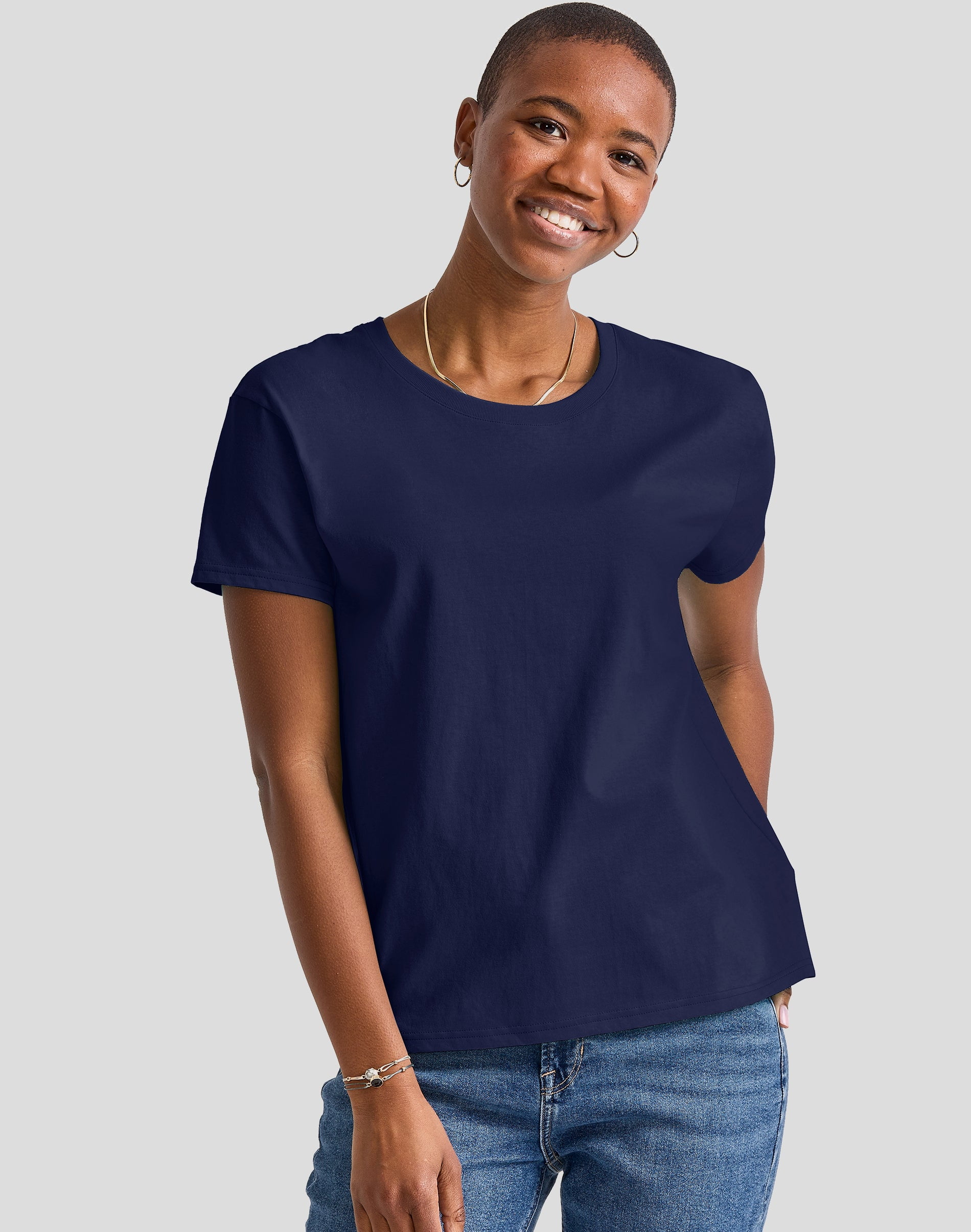 Hanes Essentials Women’s T-Shirt, 100% Cotton Relaxed-Fit Tee, Sizes XS-XXL