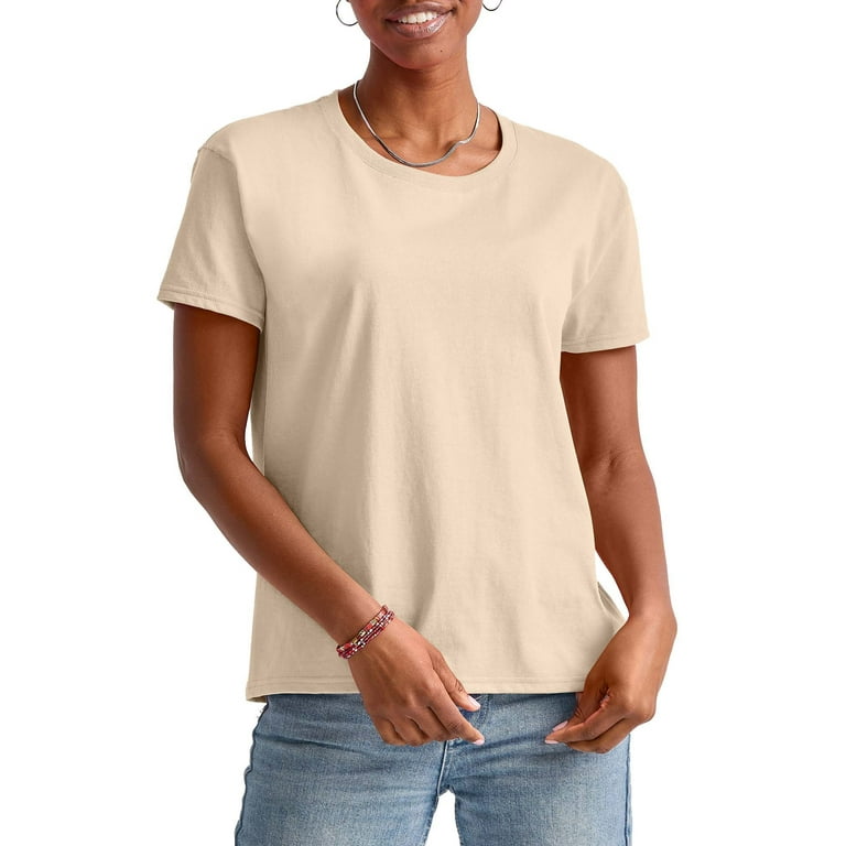 Hanes Essentials Women’s T-Shirt, 100% Cotton Relaxed-Fit Tee