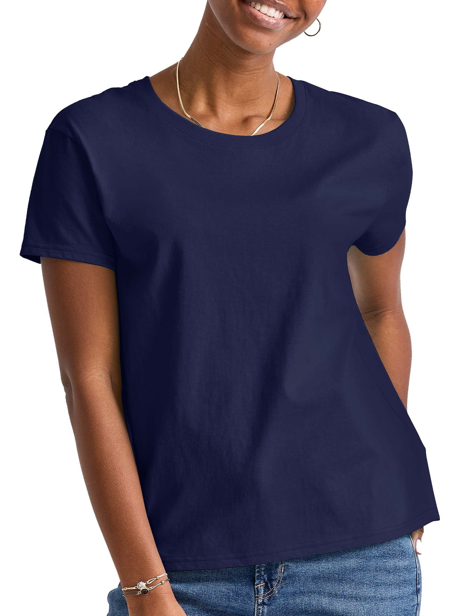 Hanes Essentials Women's T-Shirt, 100% Cotton Relaxed-Fit Tee 