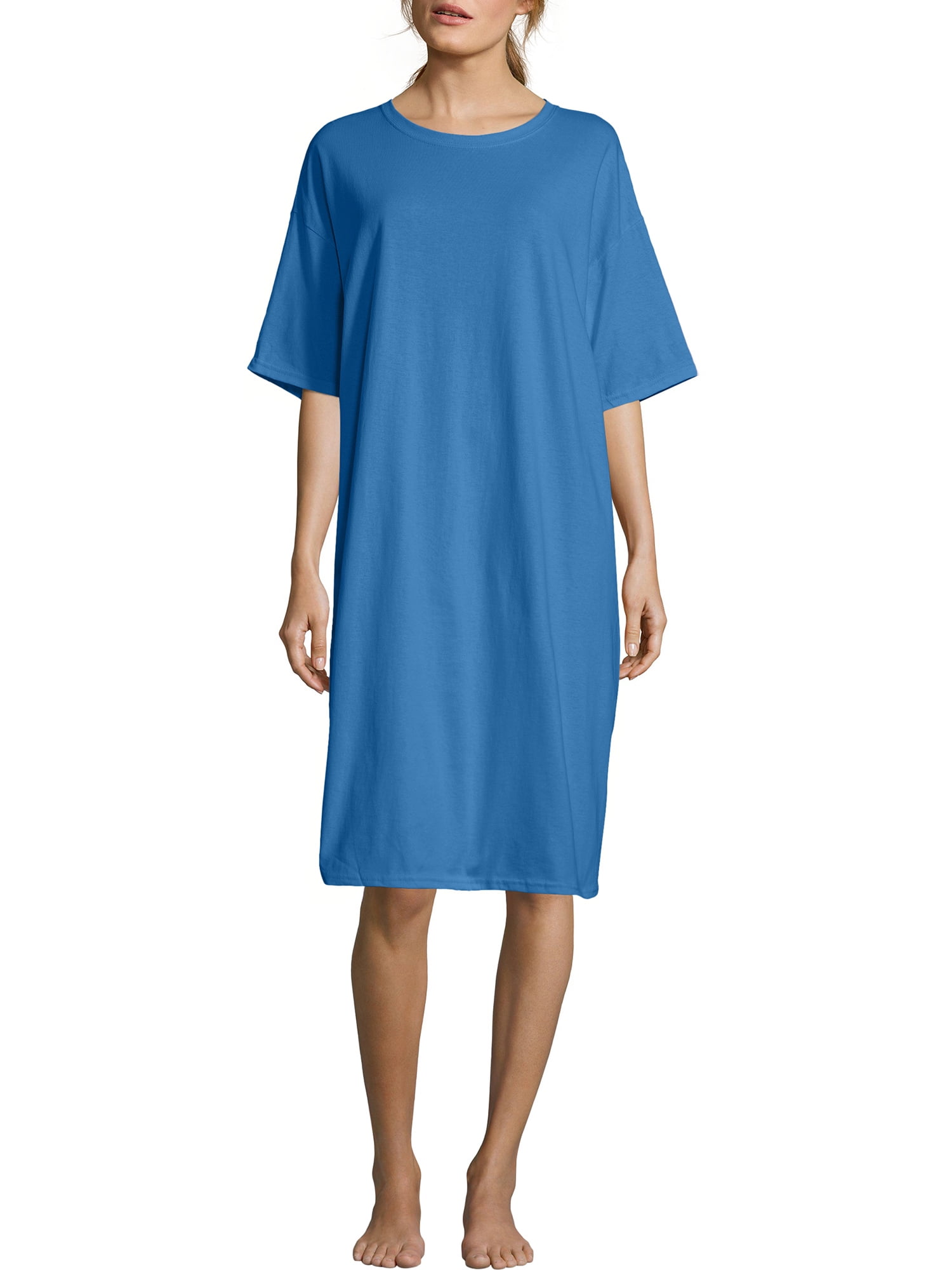Hanes Essentials Women's TShirt Dress, Cotton Denim Blue ONE SIZE