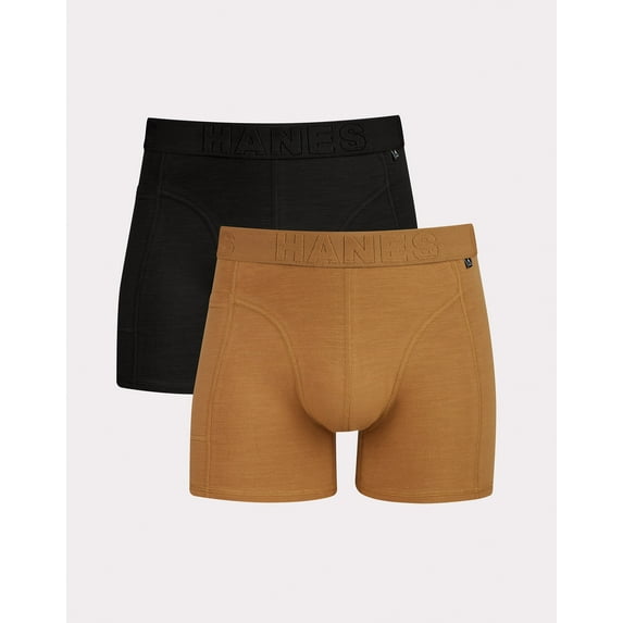 Hanes Explorer Men's Trunk Underwear, Brown/Black, 2-Pack Black/Brown XL