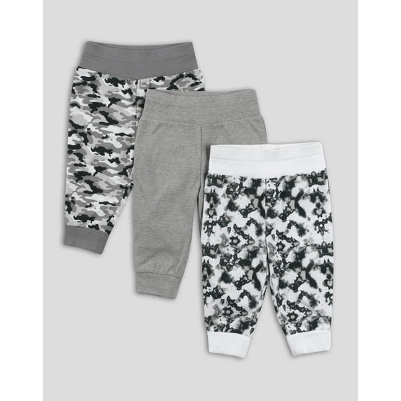 Hanes Flexy Baby Knit Pull-On Jogger Pants, 4-Way Stretch, Adjustable Waistband and Cuffs, Boys & Girls, 3-Pack Neutral Assorted 18M-24M
