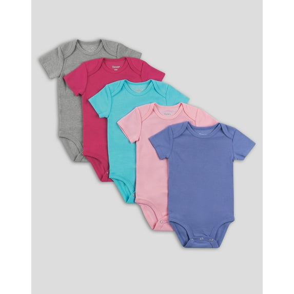 Hanes Flexy Baby Knit Short Sleeve Bodysuits 5-Pack 4-Way Stretch Boys & Girls