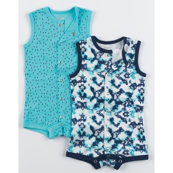 Hanes Flexy Baby Knit Sleeveless Rompers 2-Pack Full-Snap & 4-Way Stretch Boys & Girls