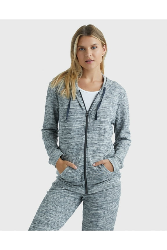 French Terry Hoodie Full Zip Sweatshirt w Pockets Womens Soft 8 oz S-2XL