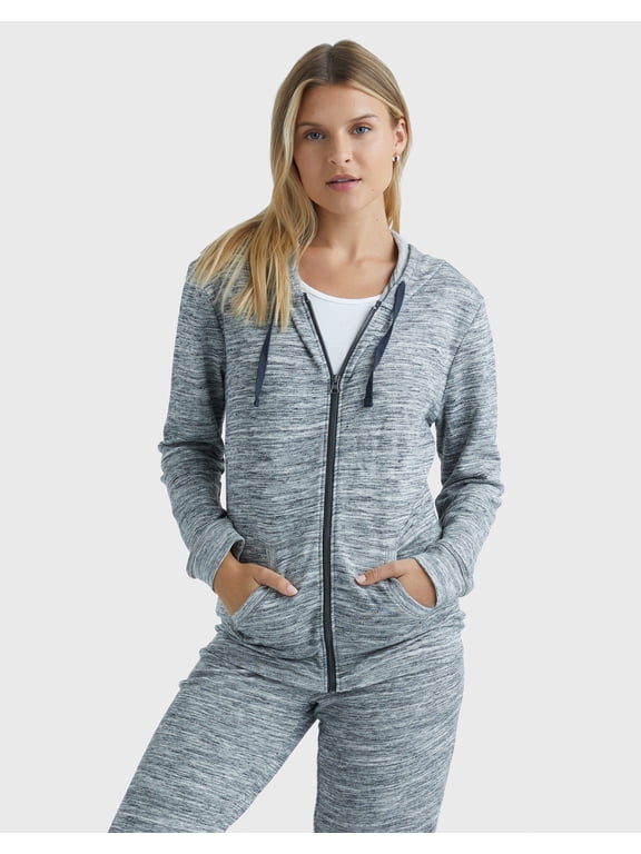 French Terry Hoodie Full Zip Sweatshirt w ith Pockets, Sizes S-XXL