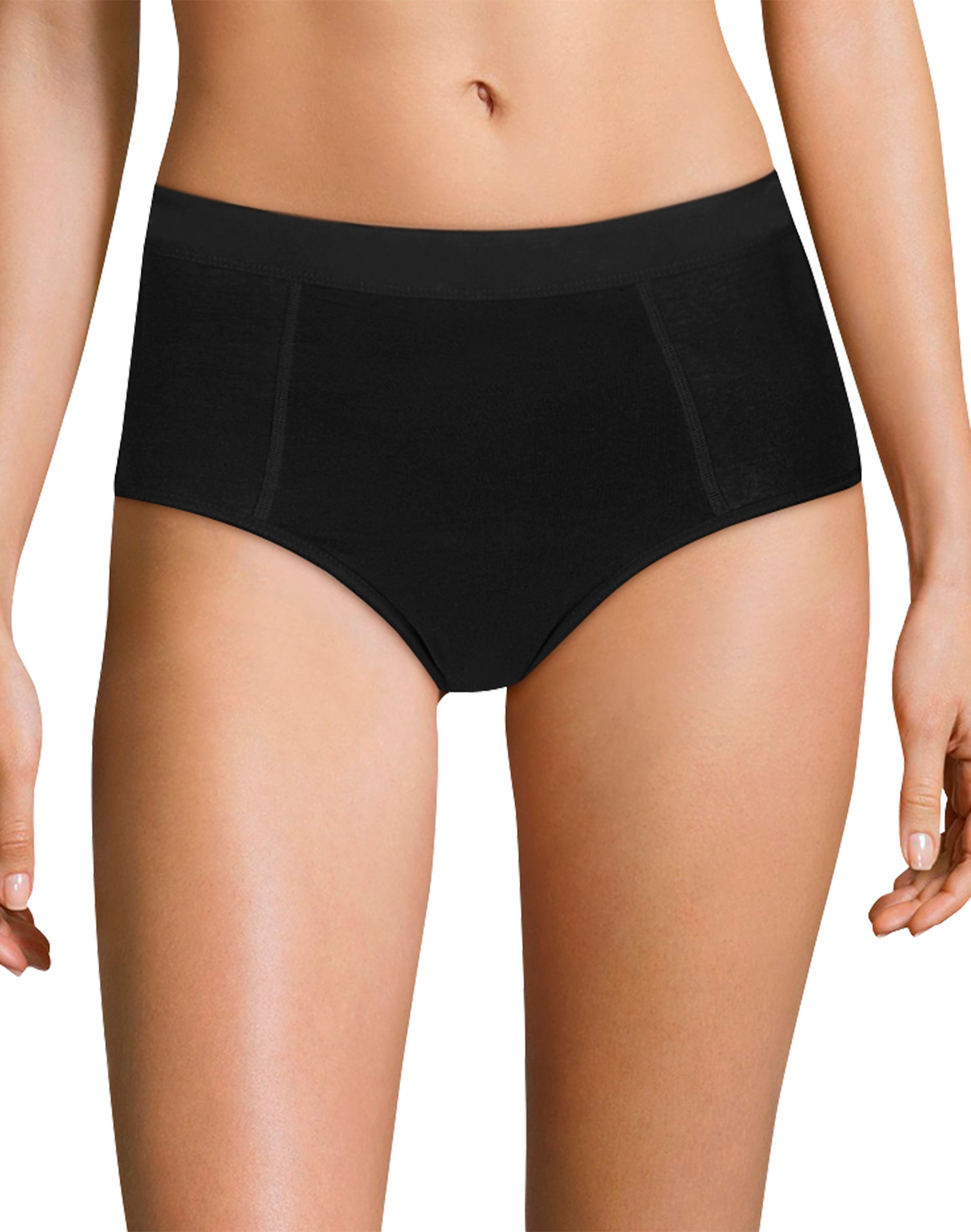 Hanes Fresh & Dry Leak Guard Modern Brief 3-Pack Black 10 Women's