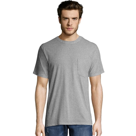 Hanes FreshIQ Workwear Pocket Tee (OW1102) Light Steel, 4XL