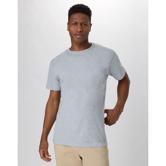 Hanes Workwear X-Temp Men's Pocket T-Shirt, 2-Pack Light Steel 4XL