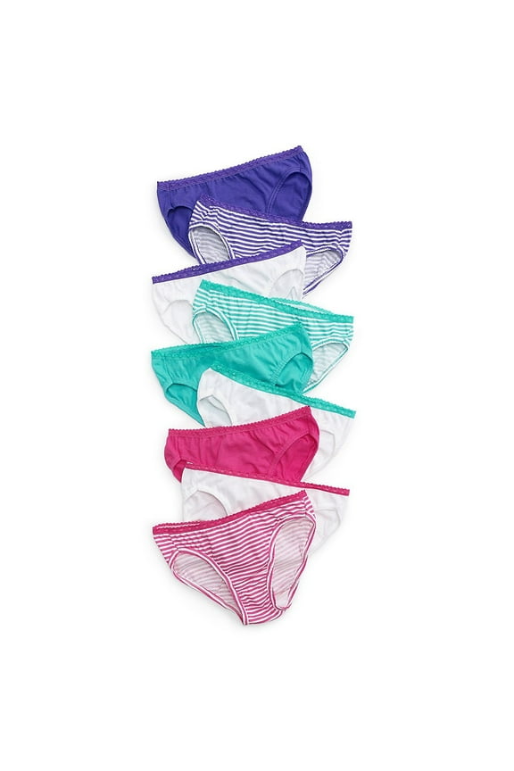 GWLK10 Girls Lace Waist Bikini Pack of 9 +1 Bonus Pack Assorted Colors Size 8
