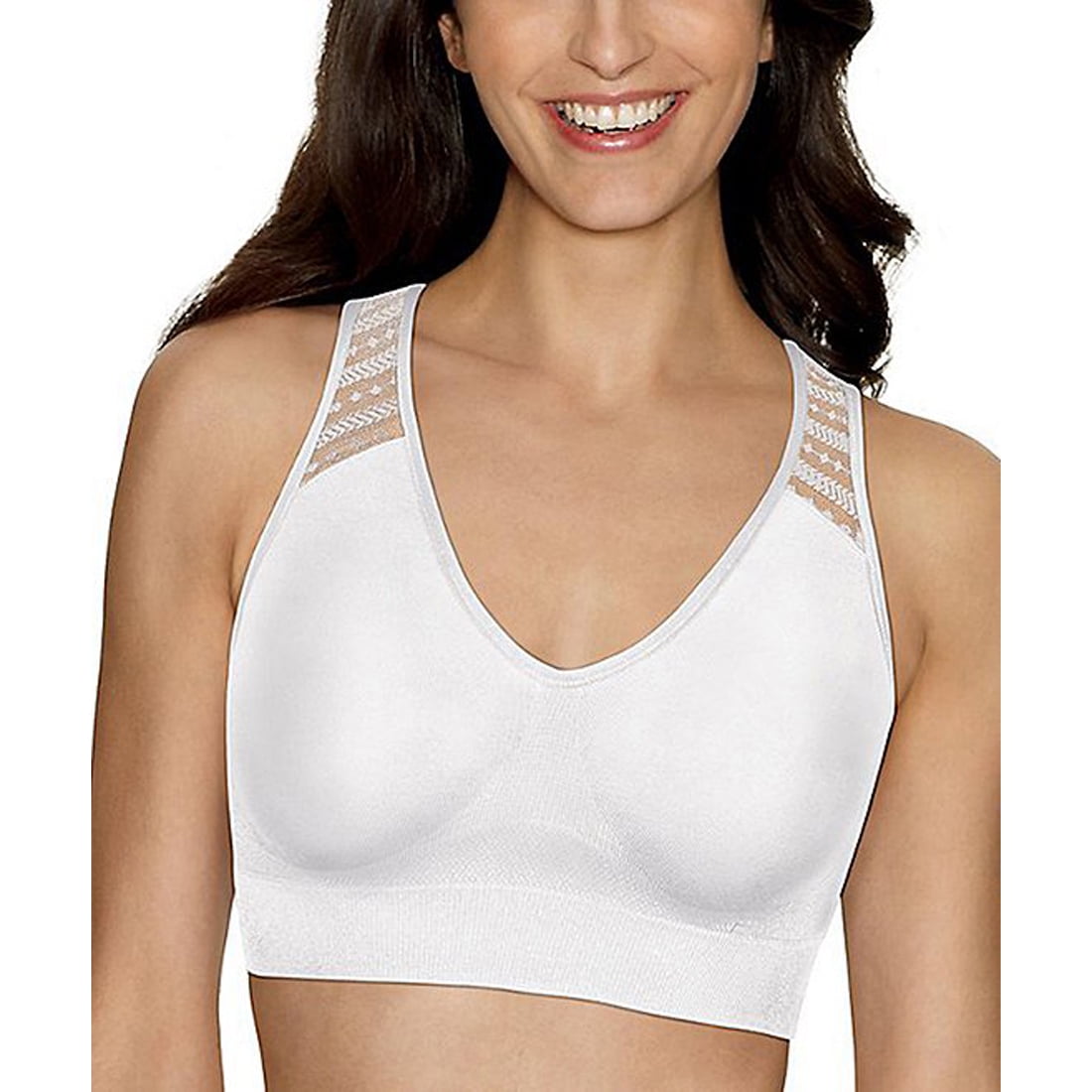Hanes Get Cozy Lace Pullover ComfortFlex Fit Wirefree Bra, White Flower  Lace,2XL