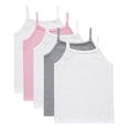 thumbnail image 1 of Hanes Girls Tank Top Pack, 5-Pack, Cotton-Blend Camis for Girls, Tag-Free Camisole, 1 of 5