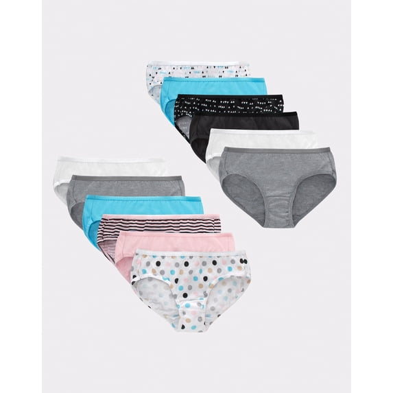 Hanes Girls' Tagless Hipster Underwear, 12-Pack Assorted 6