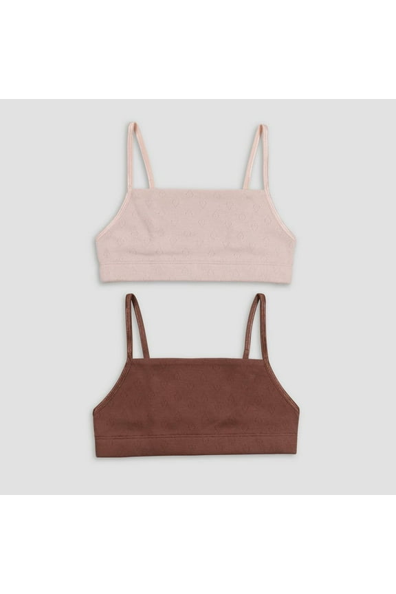 Girls 6-16 Hanes® 2-pc. Cotton Pointelle Square Bralette Set Color: Chesnut Rosy Size: MEDIUM