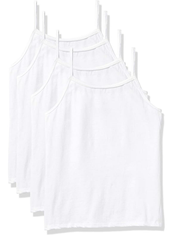 Hanes Girls 4-Pack Cotton Stretch Cami Large White