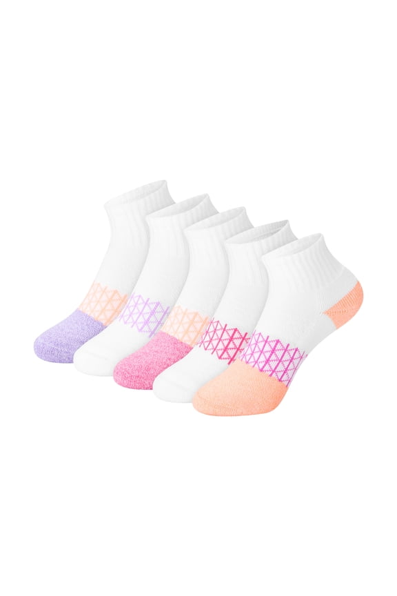 Girls Ankle Socks Value Pack, 5-Pack, Absolute Active Ankle Socks for Girls