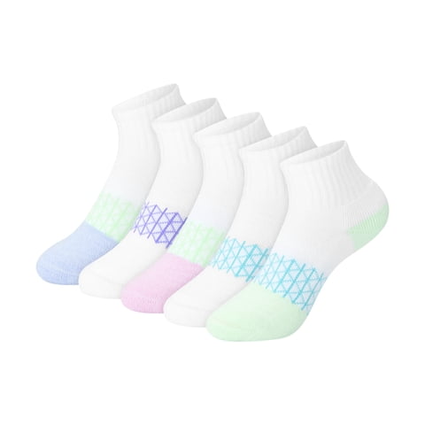Girls Ankle Socks Value Pack, 5-Pack, Absolute Active Ankle Socks for Girls