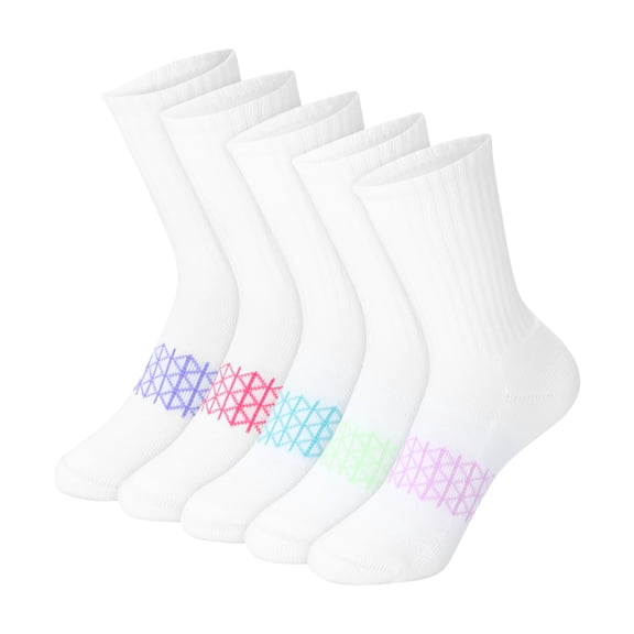 Hanes Girls Crew Socks Value Pack, 5-Pack, Absolute Active Crew Socks for Girls