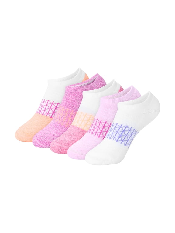 Girls No-Show Socks Value Pack, 5-Pack, Absolute Active No-Show Socks for Girls