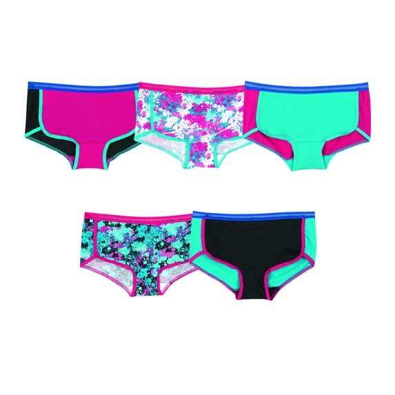 Hanes Girls' Active Tagless Boyshort Underwear, 5 Pack Panties (Little Girls & Big Girls)