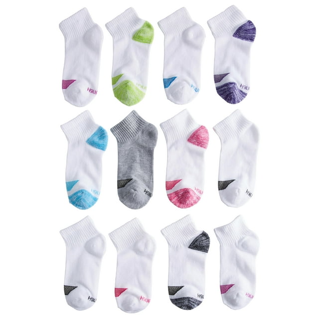 Hanes Girls' Ankle Cool Comfort Socks, 12 Pack