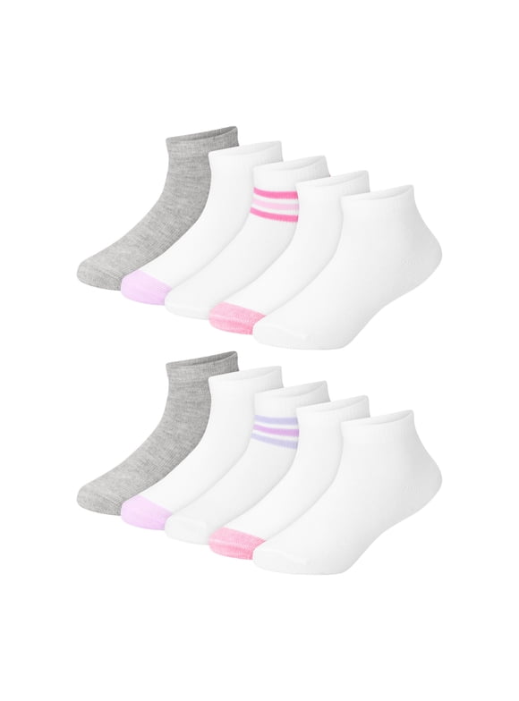 Girls Ankle Socks Value Pack, 10-Pack, Quarter Socks for Infant and Toddler Girls