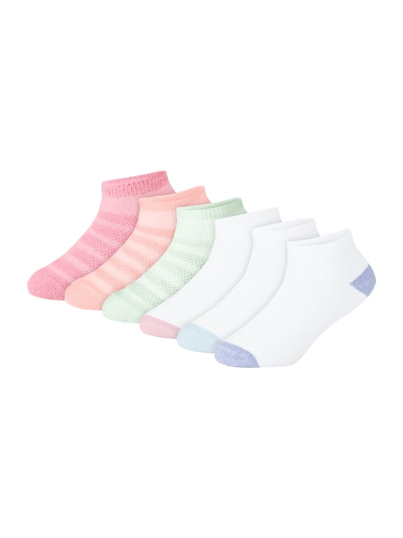 Girls Ankle Socks Value Pack, 6-Pack, Pure Comfort SuperSoft Ankle Socks for Infant and Toddler Girls