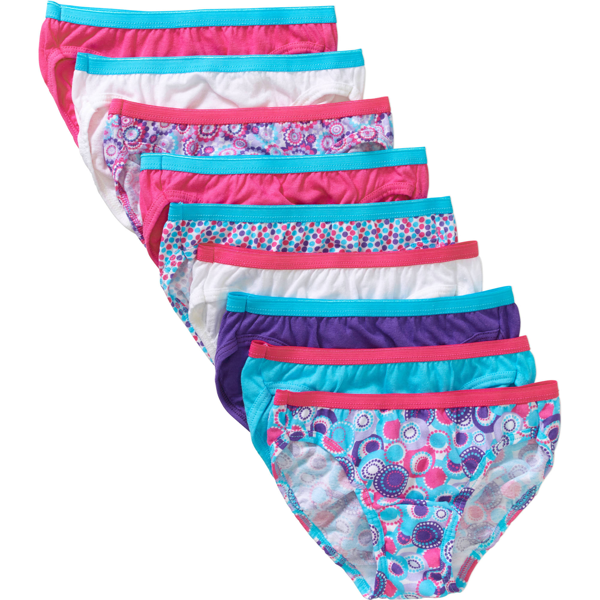 Hanes Girls' Assorted No Ride Up Cotton Bikini Panties 9 Pack - image 1 of 5
