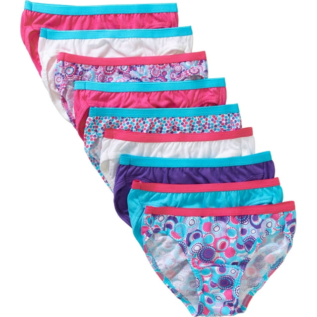 Hanes Girls' Assorted No Ride Up Cotton Bikini Panties 9 Pack