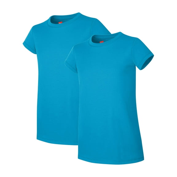 Hanes Girls Basic Short Sleeve T-Shirts, 2-Pack, Sizes 4-16