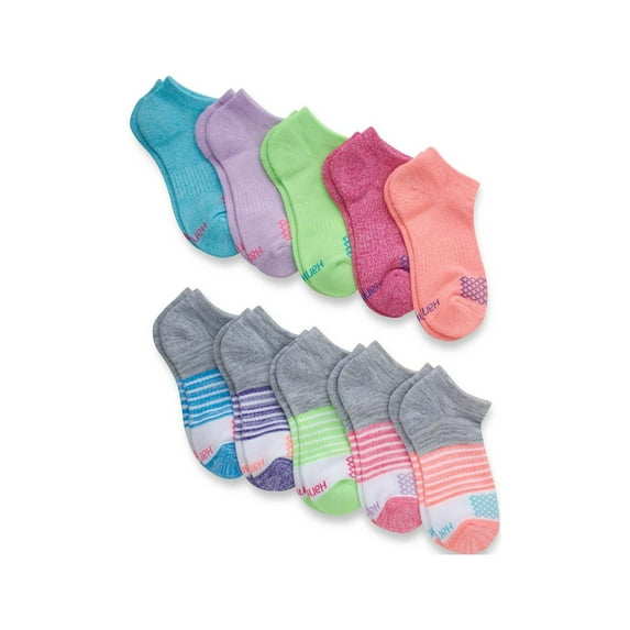 Hanes Girls' Comfort Fit No Show, 10 Pack, Sizes S-L