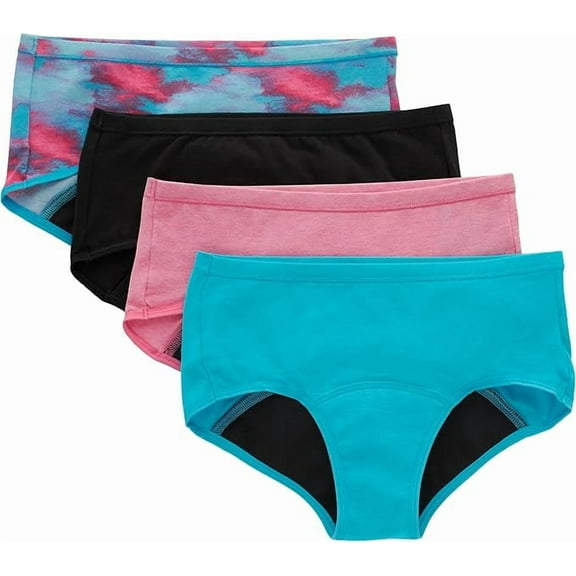 Hanes Girls' Comfort, Period. Boys'hort & Hipster Period Underwear, Moderate Protection, Multi-Pack
