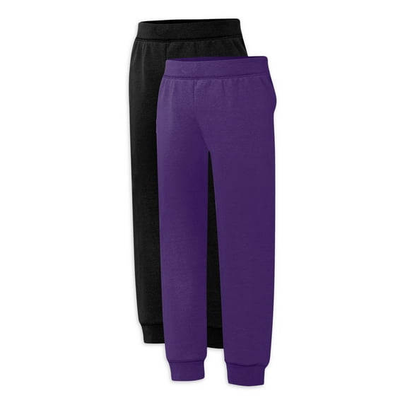 Hanes Girls ComfortSoft EcoSmart Fleece Jogger Sweatpants, 2-Pack, Sizes 4-16