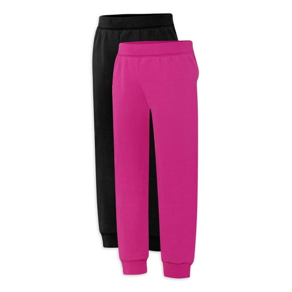 Hanes Girls ComfortSoft EcoSmart Fleece Jogger Sweatpants, 2-Pack, Sizes 4-16