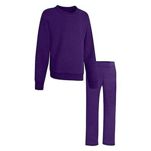 Hanes Girls` ComfortSoft EcoSmart Open Leg Sweatpants (Pack of 2) (1 Purple Thora / 1 Purple Thora)