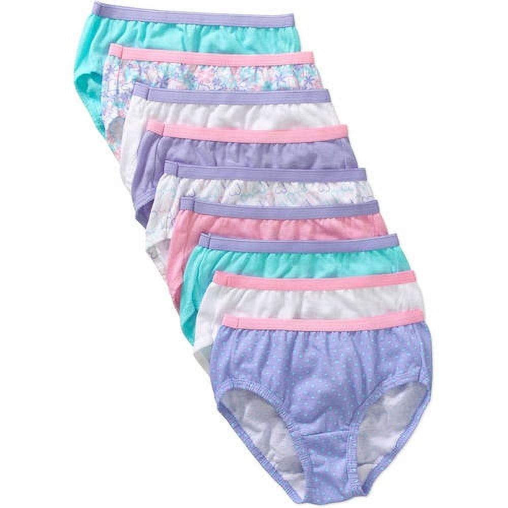 Hanes Girls' 100% Cotton Tagless Brief Panties, Assorted 9-Pack