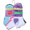 thumbnail image 1 of Hanes Girls Ankle Socks, 12 Pairs, Moisture-Wicking, Cushioned, Breathable Mesh, 1 of 7