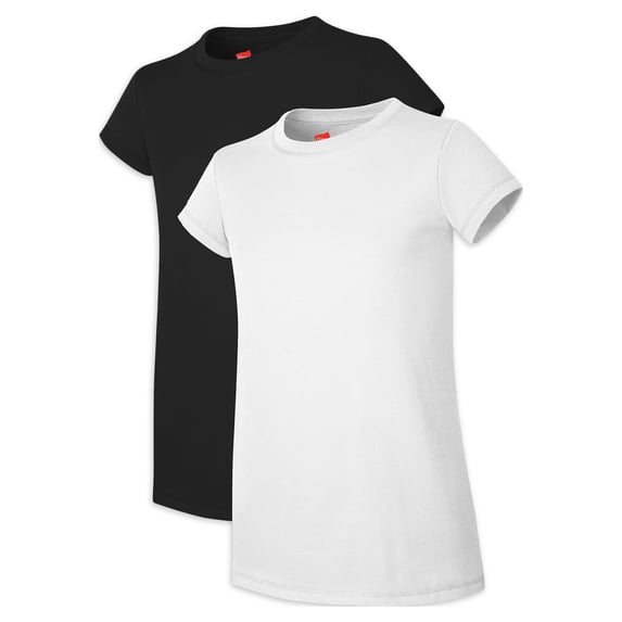Hanes Girls Essential Crewneck T-Shirts, 2-Pack, Sizes 4-16